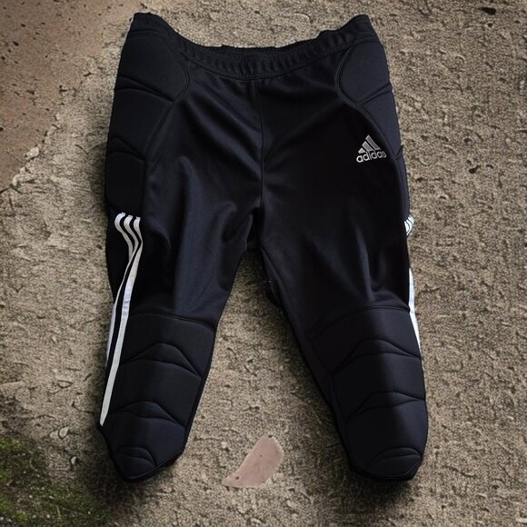 NWT ADIDAS TIERRO 3/4 (LARGE) Goal Keeper Padded Pants Black White - Picture 3 of 6